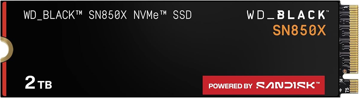 WD_BLACK SN850X NVMe SSD 2 TB interne SSD (Gaming Speicher, PCIe Gen4-Technologie, Lesen 7.300 MB/s, Schreiben 6.600 MB/s) Schwarz