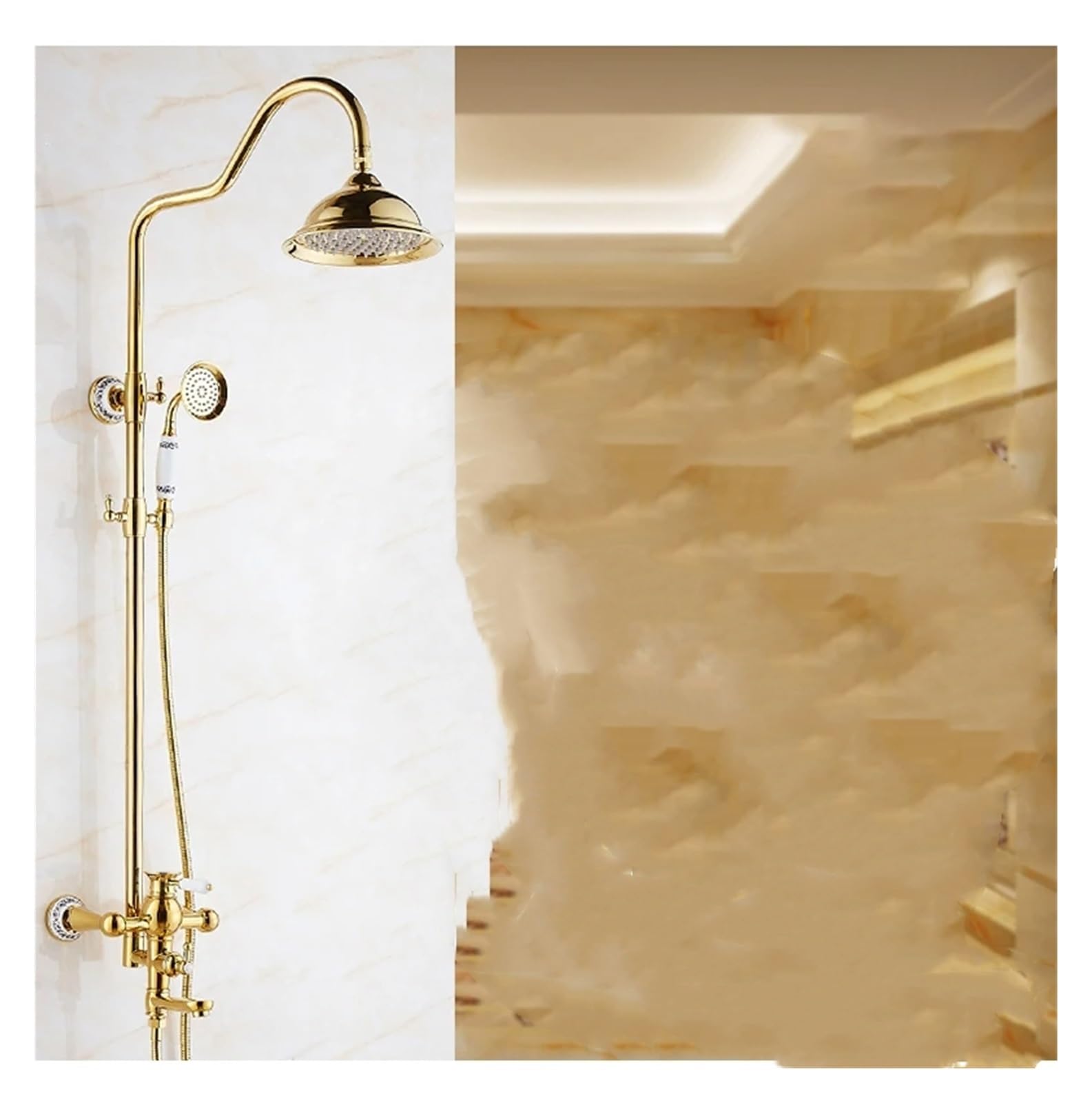 NZPOST Luxury Bathroom Shower Set Wall Mount Faucet Mixer Tap Rain Exposed Shower Head & Handheld Chrome