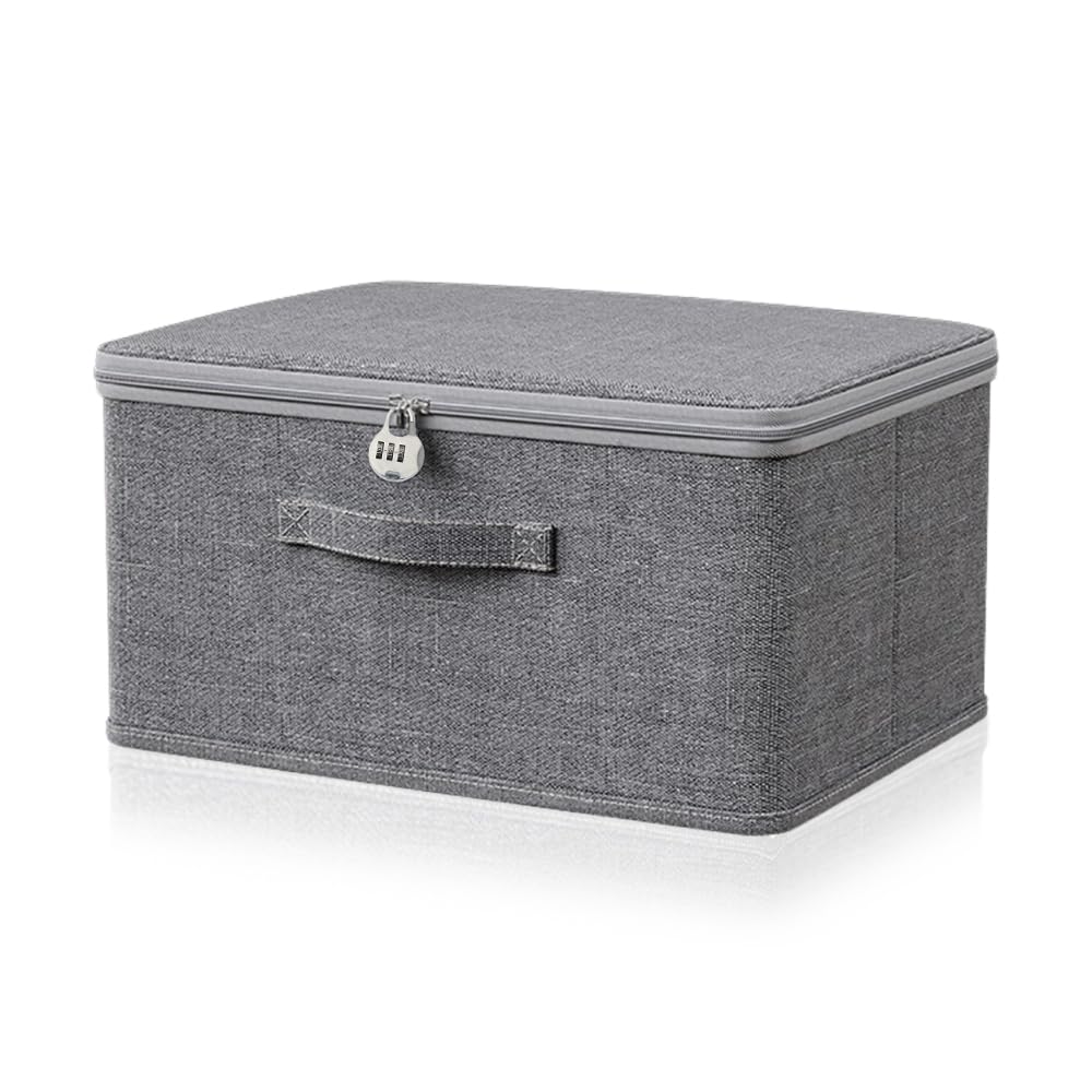 Cajas Tela Almacenaje 30 X 20 X 14 cm,Cajas de Almacenamiento Plegable,Caja Organizadora Armario,Cestas Organizadoras Rectangulares,Contenedores de Almacenamiento,Caja con Cerradura para Ropa