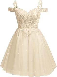 Sparkly Lace Applique Homecoming Dresses Cold Shoulder Tulle Short Beaded Prom Cocktail Party Gowns - Buy now