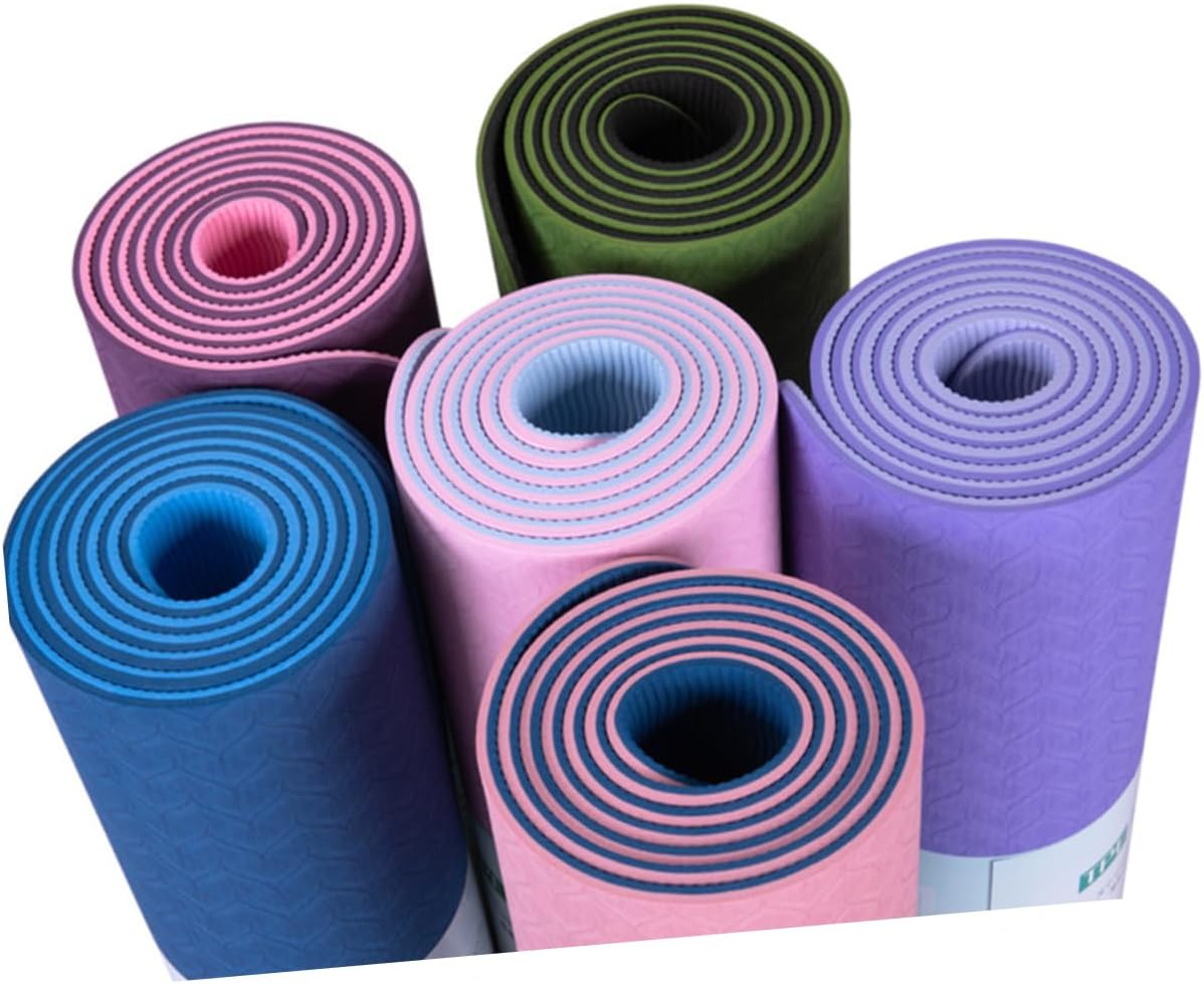 Mipcase Dual Tpe Yoga Mat Anti-slip Exercise Mat for Yoga Pilates Fitness with Joint Support Lightweight Portable Dark Blue