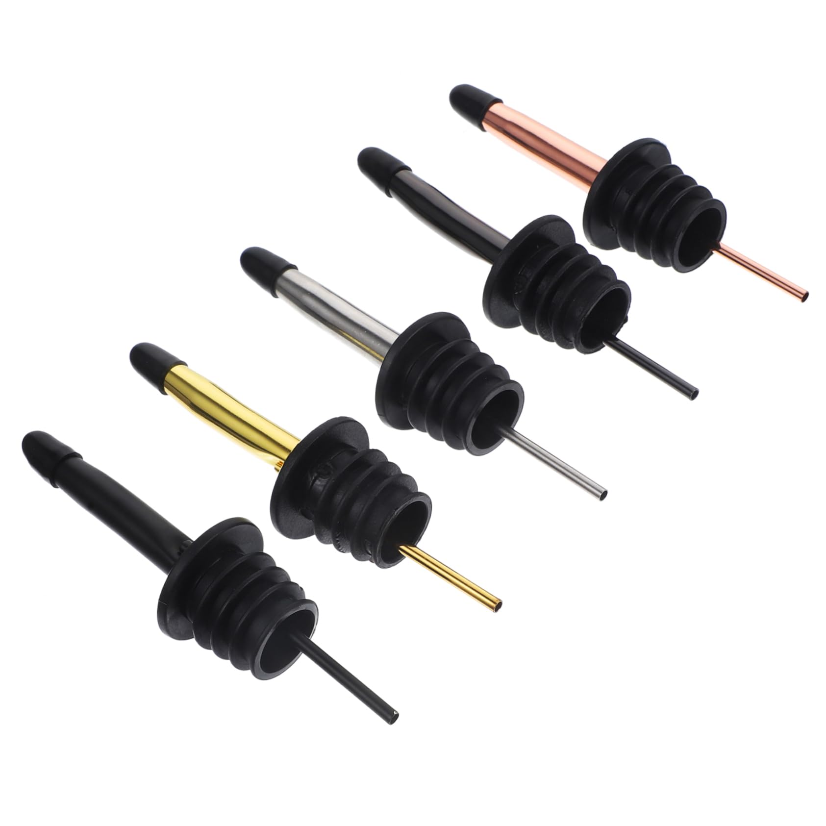 LALADEFIEE 5pcs Stainless Steel Wine Pourer Leak Wine Stoppers with Dust Caps for Smooth Pouring Essential Accessories for Parties and Daily Use