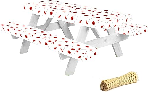 Miniatura 9 de Funda de mesa de picnic de alta calidad con fundas de banco, fundas de vinilo ajustables para mesa de picnic con accesorios elásticos de campamento