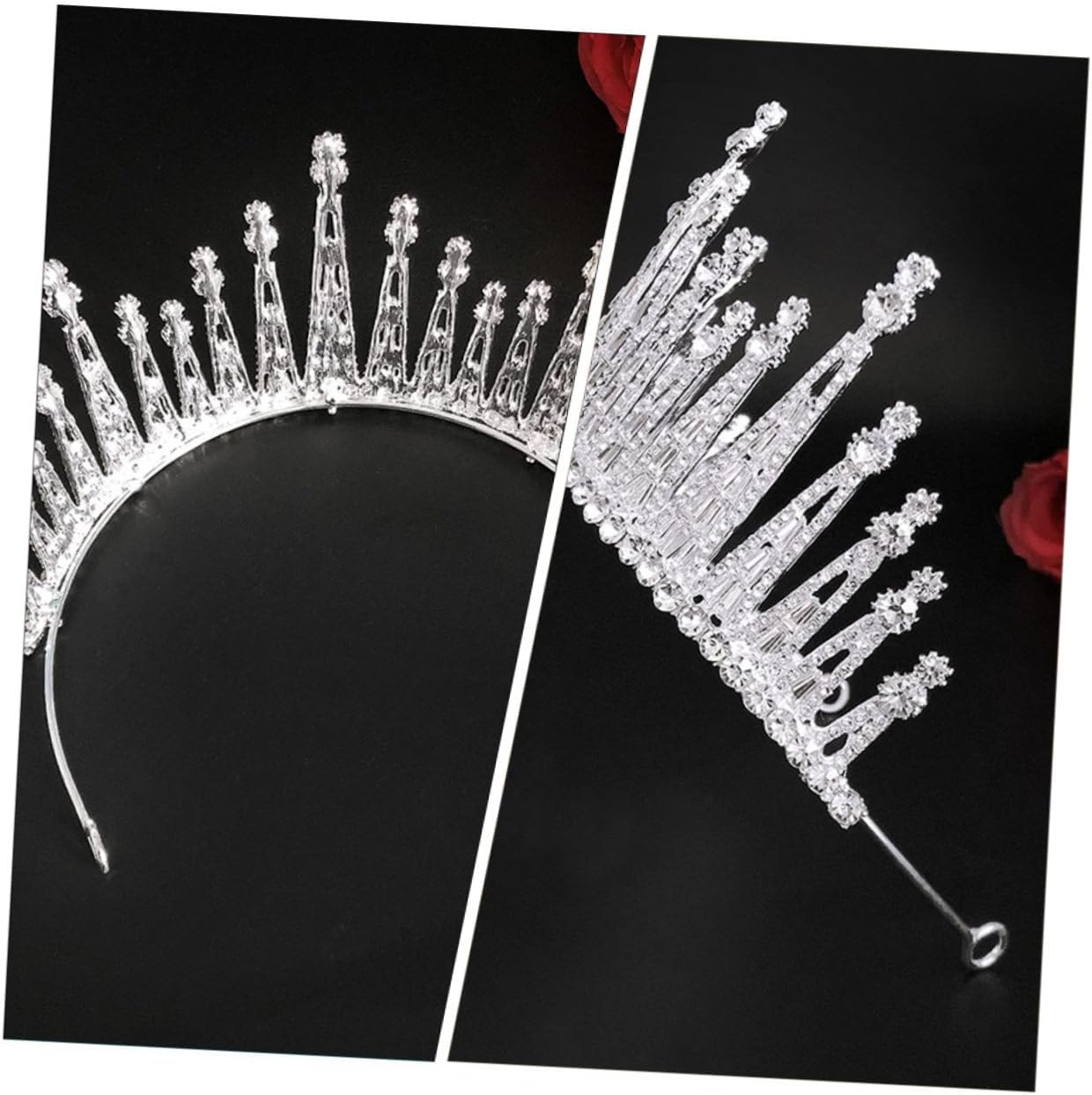 MAGICLULU Baroque Rhinestone Bridal Tiara Crown Silver Zinc Alloy Wedding Photo Party Headpiece for Brides Elegant Hair Accessory