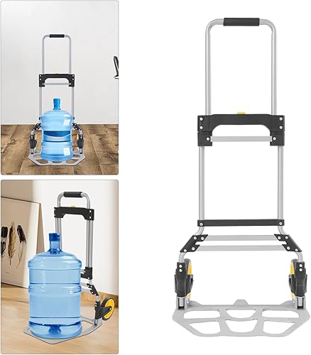 Miniatura 9 de Carrito plegable para escaleras, capacidad de 309 libras, carrito de mano de aluminio resistente, con rueda y mango telescópico para el hogar,