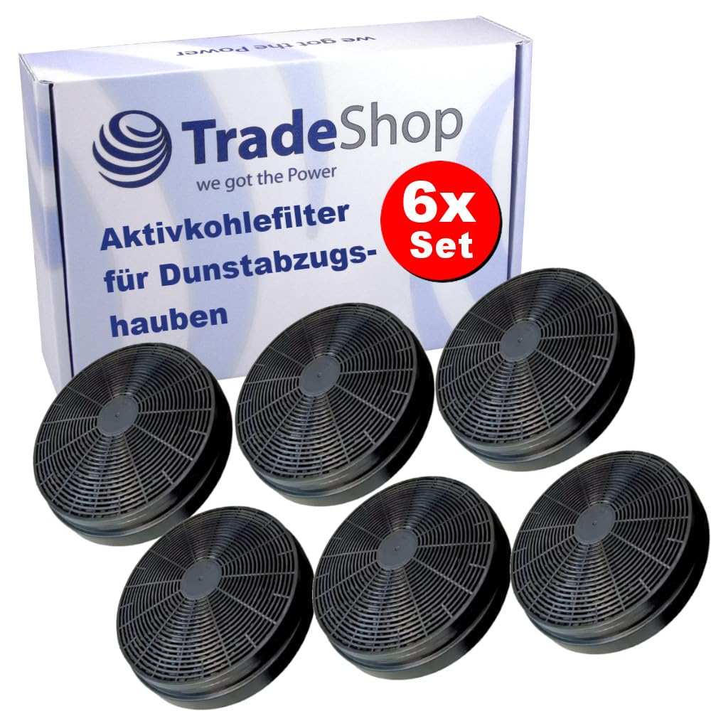 6x Trade-Shop Aktivkohle-Filter 175mm x 35mm kompatibel mit Hanseatic CF110 K10001 812120 4016572013856, kompatibel mit KKT Kolbe K122 K606