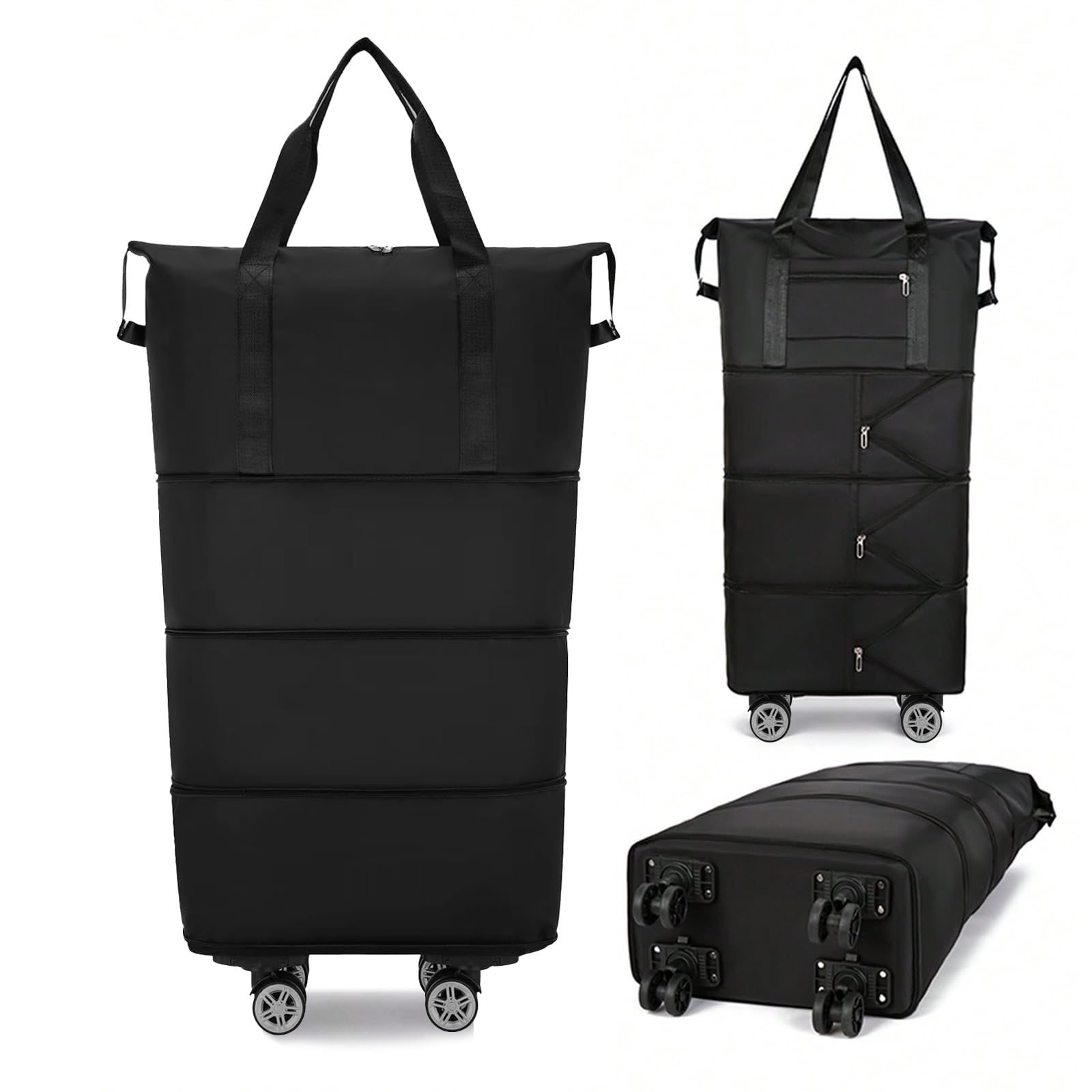 Bolsa de Viaje con Ruedas, Bolsa de Viaje Plegable Impermeable de Gran Capacidad Equipaje de Mano Ampliable con Ruedas Extraíbles Bolsa de Fin de Semana para Mujer Equipaje de Mano de Viaje