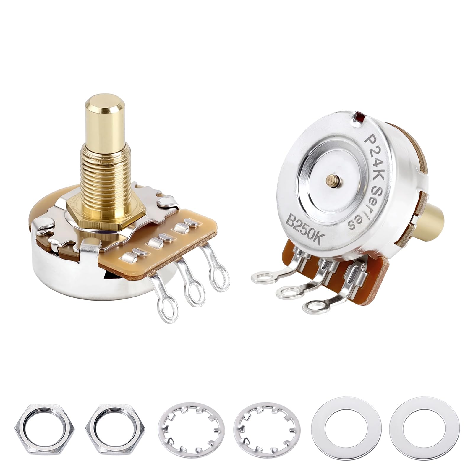 Banworks Brass B250K M8 Metric Thread Full Sized Guitar Solid Shaft Pots