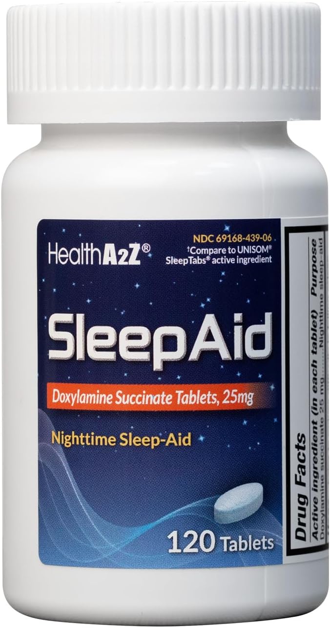 Nighttime Sleep-Aid, Doxylamine Succinate Tablets 25mg, 120 Counts (Pack of 1), Safe & Effective