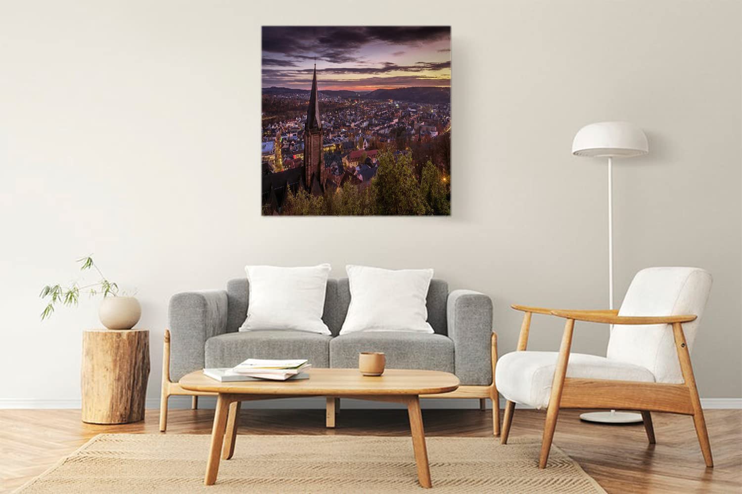 VERRE ART Wood Framed Canvas - Wall Decor for Living Room, Bedroom, Office, Hotels, Drawing Room (22in X22in) - Marburg Town