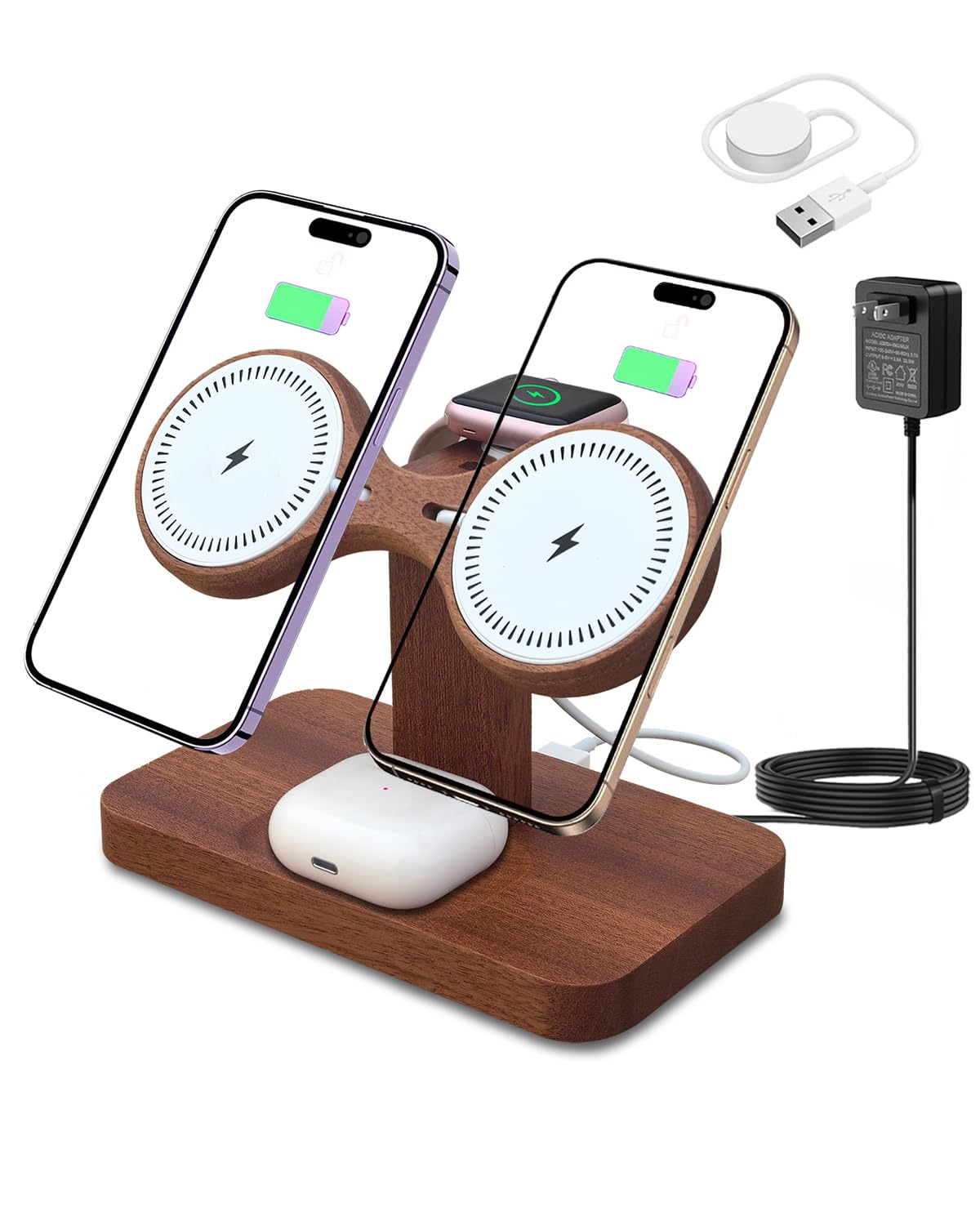 dual Phone Charging Station with iwatch Charger