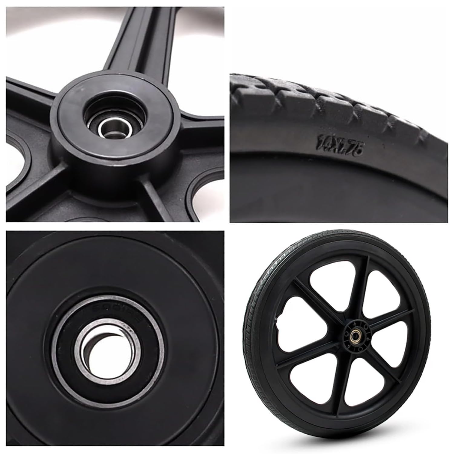 Ruedas Traseras para Silla de Rueda de 14 pulgadas, Repuesto de Rueda Para Silla de Ruedas con Rodamientos 12mm, Antideslizantes Rueda Trasera