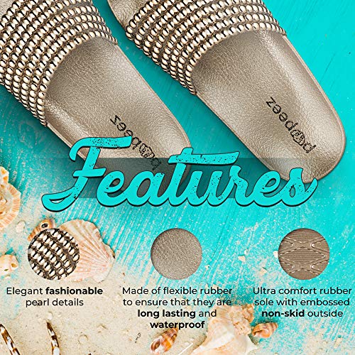 Flat Slide Sandals For Kids With A Pearl Detail Strap4