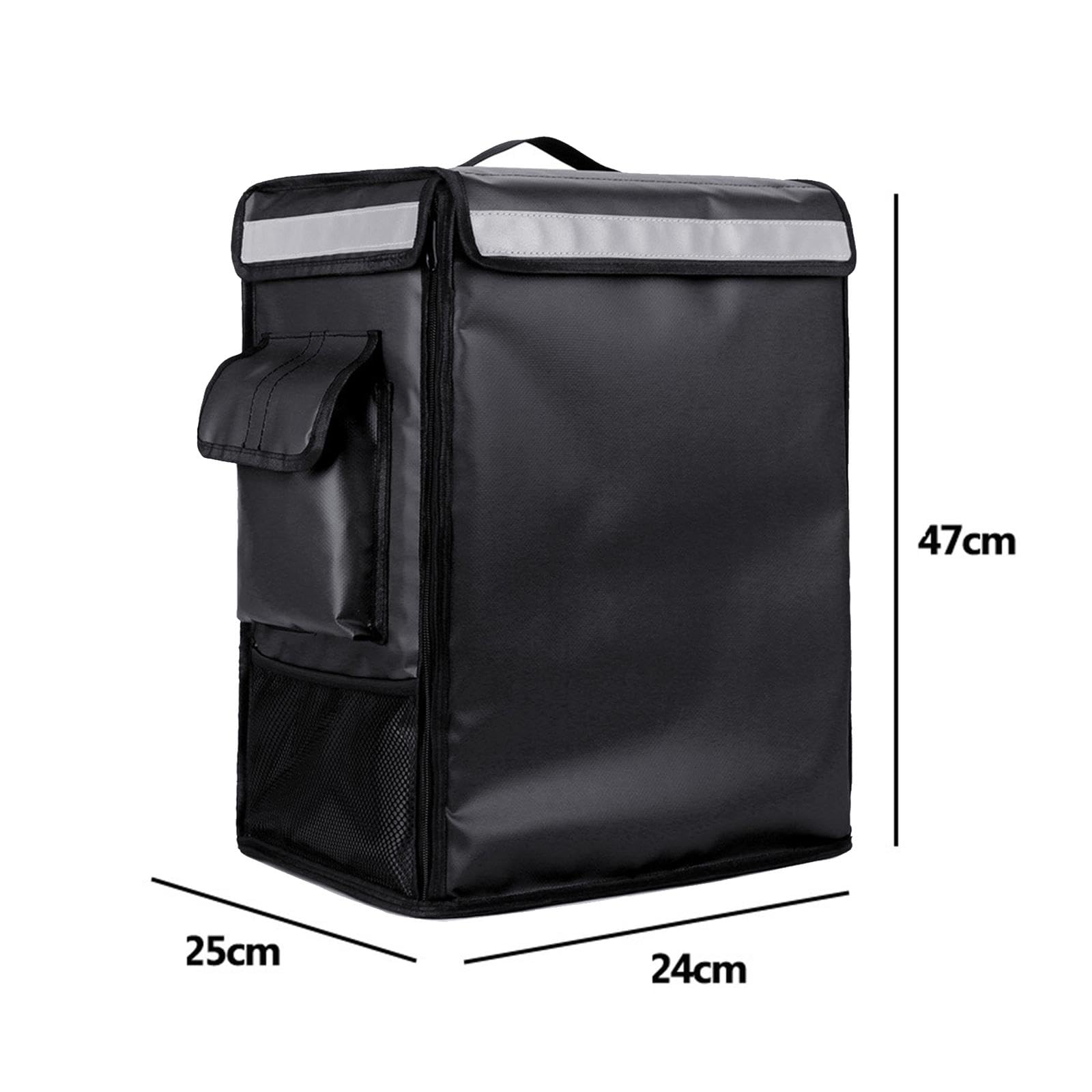 Mochila Térmica para Reparto de Comida, Apta para Comidas Frías Y Calientes, con Bolsillos de Malla, Negro, Individual