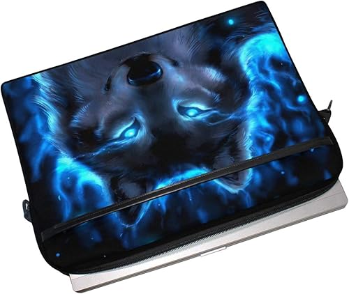 Miniatura 4 de ALAZA - Funda para portátil de 15 pulgadas con diseño de animal de lobo de medianoche, bolsa de hombro, maletín cruzado para mujeres, hombres, niñas