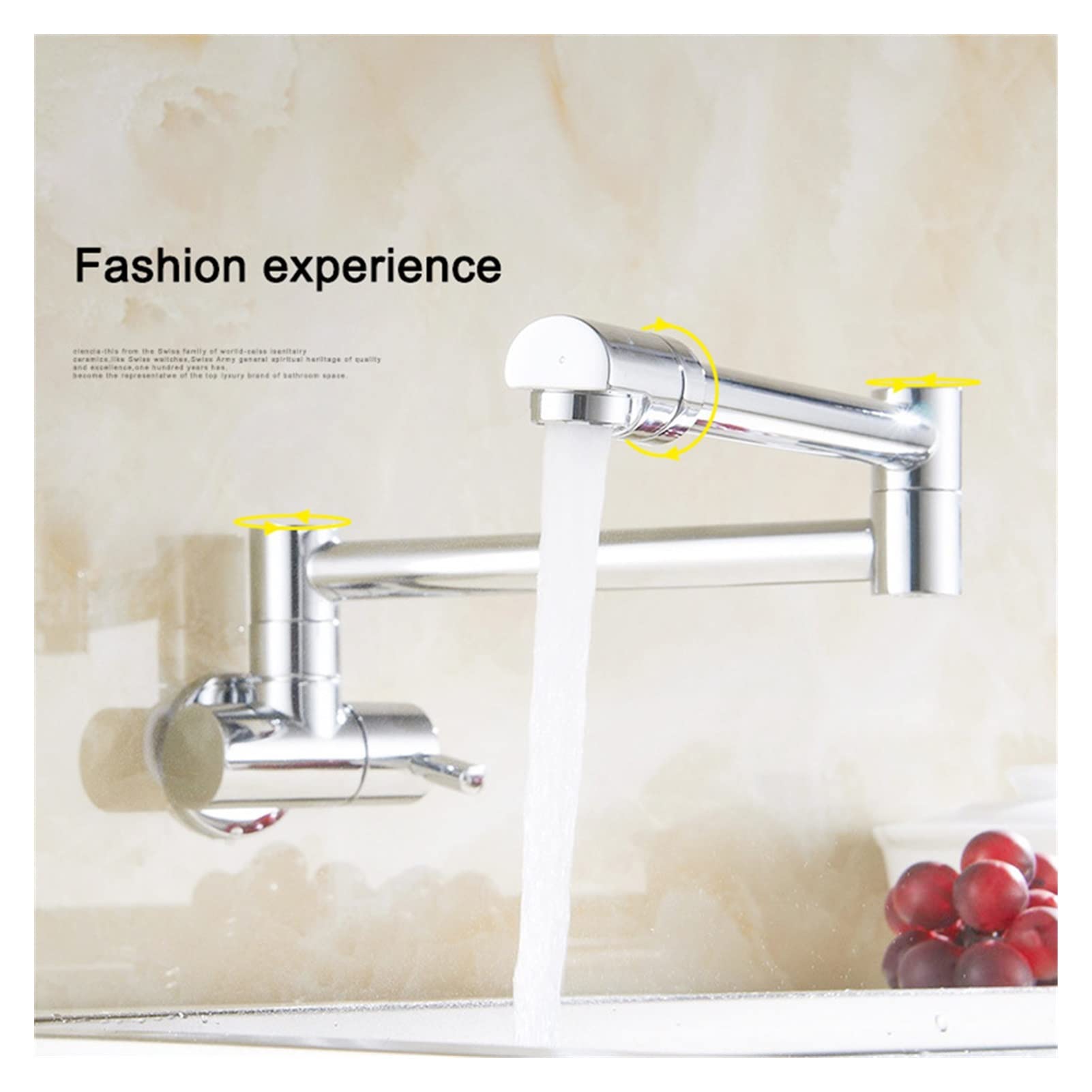 Grifo de baño, Brass plegable Swing Grifo Cocina Montaje de pared una sola manija Pote Flick FLACET Lavabo