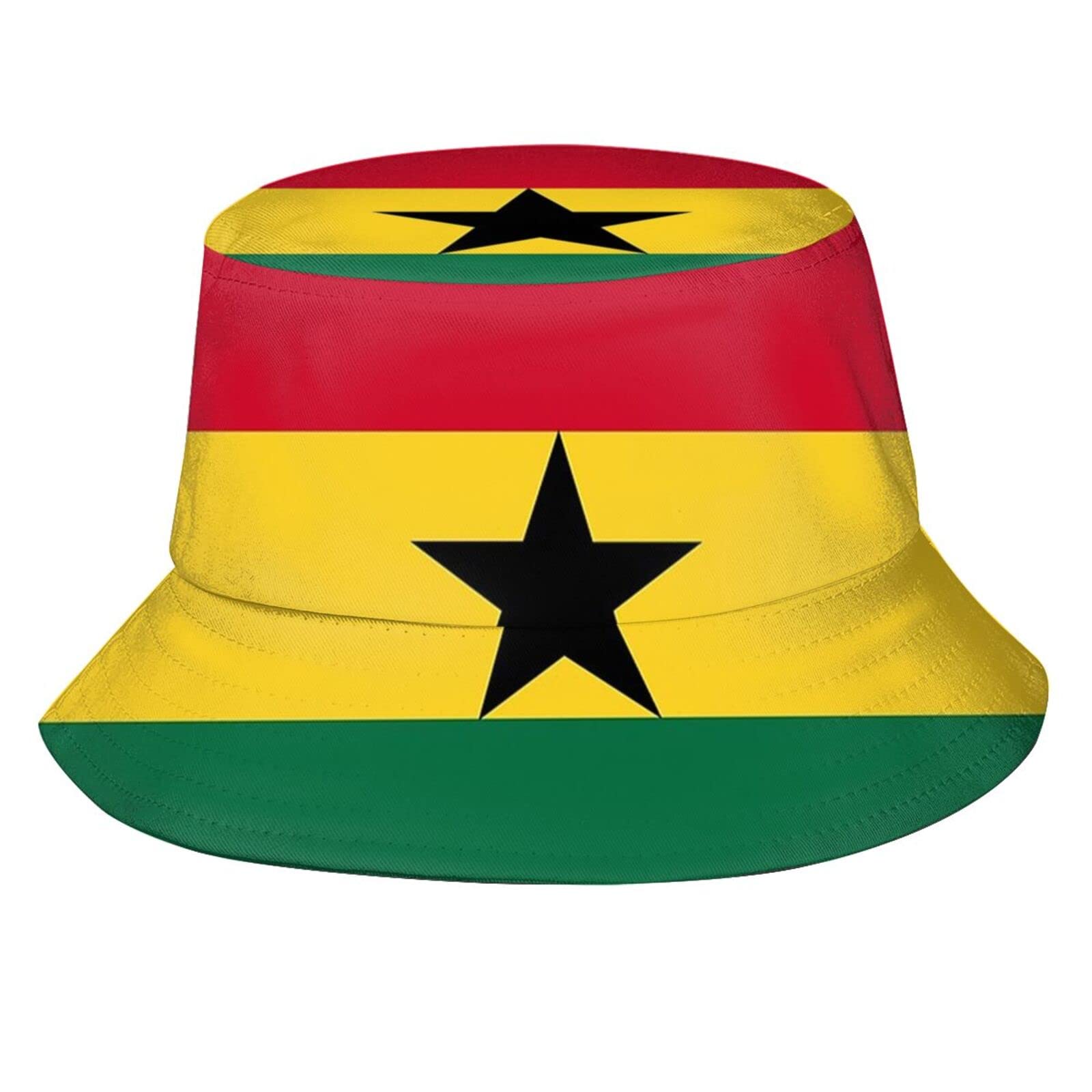Cute Funny Flag Bucket Hats Fashion Patriotic Sun Cap Packable Outdoor Fisherman Hat for Women Men, Ghana Flag-p001, One size