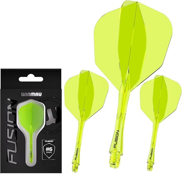 WINMAU Darts - Fusion Système intégré de vol et d'arbre - No.6 Forme et Design - Disponible en Court, intermédiaire et Moyen - Disponible dans Une variété de Couleurs - 1