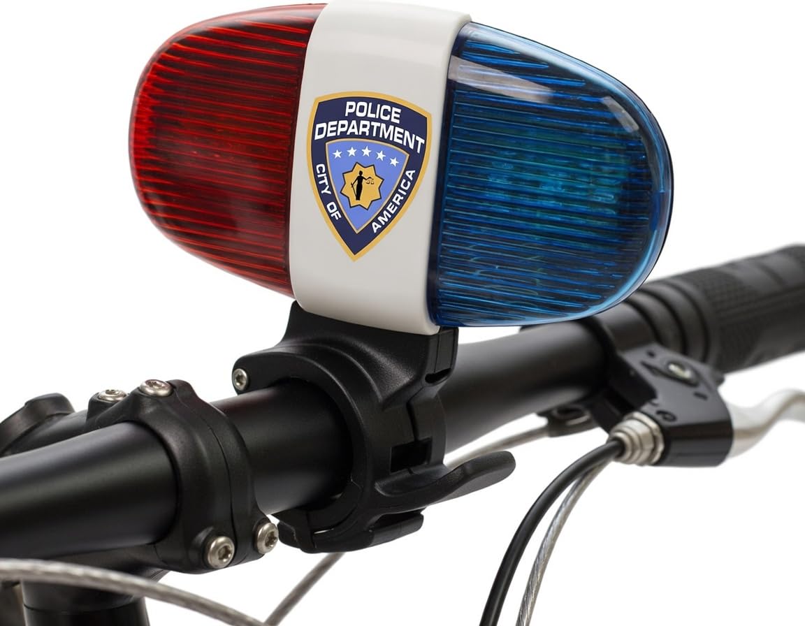 Kids Bike Tech światło LED - Police Dźwięk Światło Elektroniczny Horn - Bicycle Syrena, 5 LED 4 Dźwięki trąbki światło