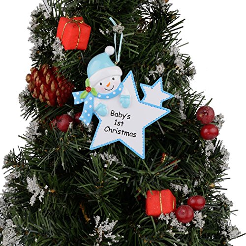 Worldwide Baby's 1St Resin Christmas Ornament Baby Boy/Girl Star Christmas Personalized Gift(Blue) #TOP1
