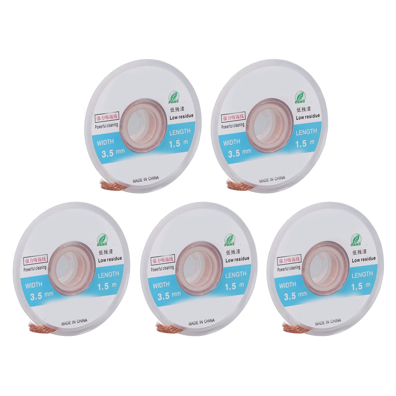 Yosoo Health Gear Stoppino per Saldatura Stoppino Dissaldante in Rame 5 Pezzi 3,5 Mm X 1, M Treccia per Rimozione Saldatura BGA PCB Dimensioni Compatte Facile da Trasportare per Riparazioni