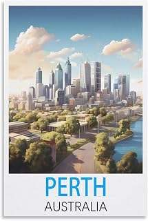 CEYHNO Perth Australia Vintage Travel Posters 08x12inch(20x30cm) Canvas Art Poster And Wall Art Picture Print Modern Family Bedroom Decor Posters, Unframe-style
