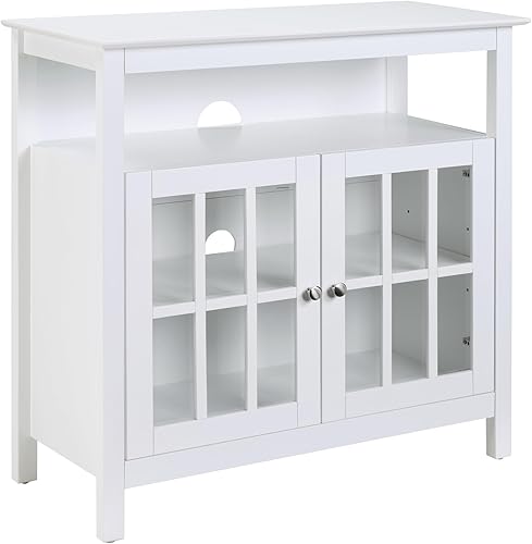 Miniatura 5 de Convenience Concepts Big Sur Highboy - Soporte para TV con armarios de almacenamiento y estantes en acabado blanco