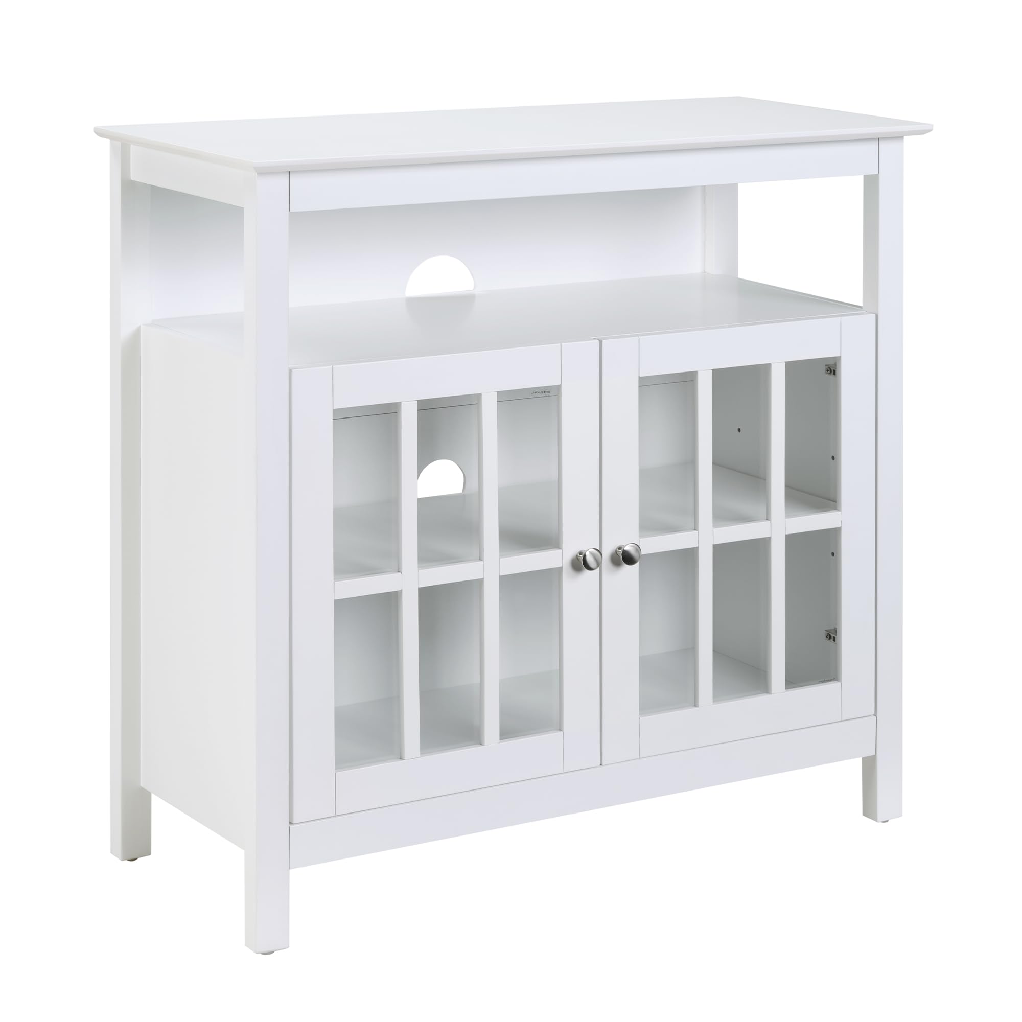 Convenience Concepts Big Sur Highboy TV Stand with Storage Cabinets and Shelves in White Finish