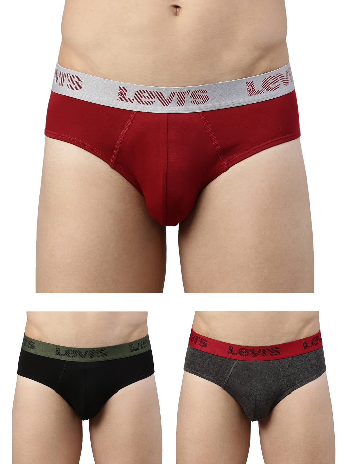 levi's Cotton Blend Style# 066 Active Brief for Men with Contoured Double Pouch, Tag Free Comfort & Smartskin Technology (Assorted- Pack of 3) Color & Print May Vary-picture-26