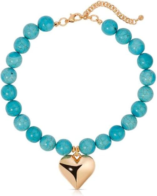 COLORFUL BLING Turquoise Beaded Choker Necklace - Handmade Healing Crystal, Boho Style