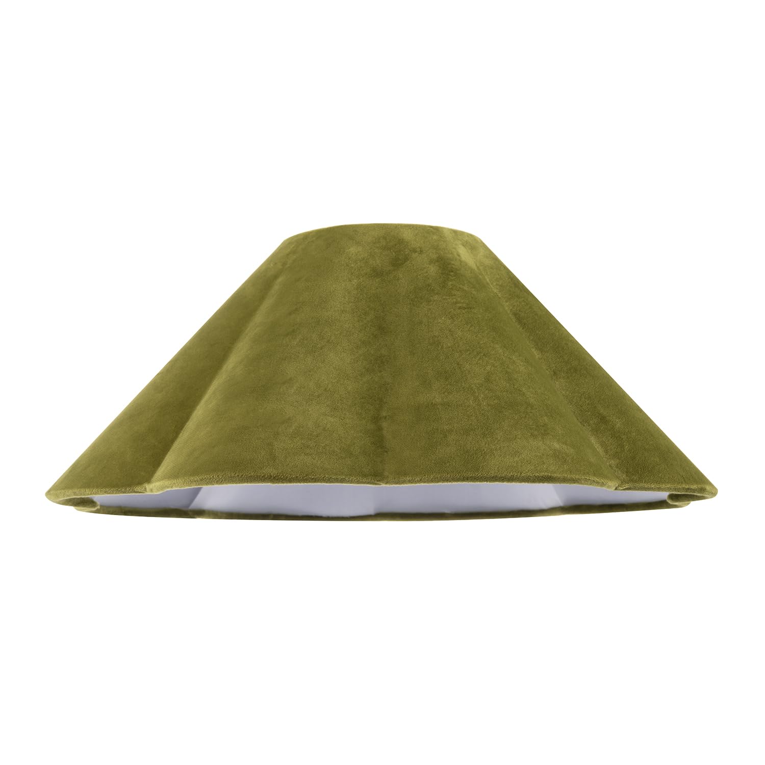 B&Q -  Olive Green Velvet Fabric Empire Lamp Shade With Elegant Scallop Edges