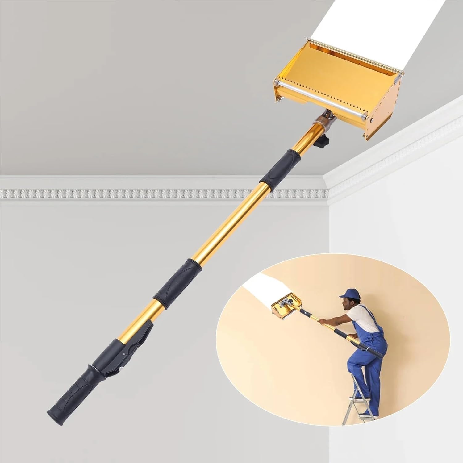 Drywall Flat Finishing Box Wall Repair Putty Box With Adjustable Rod - Aluminum Alloy Scraper Tool For Smooth Finish And Large Capacity