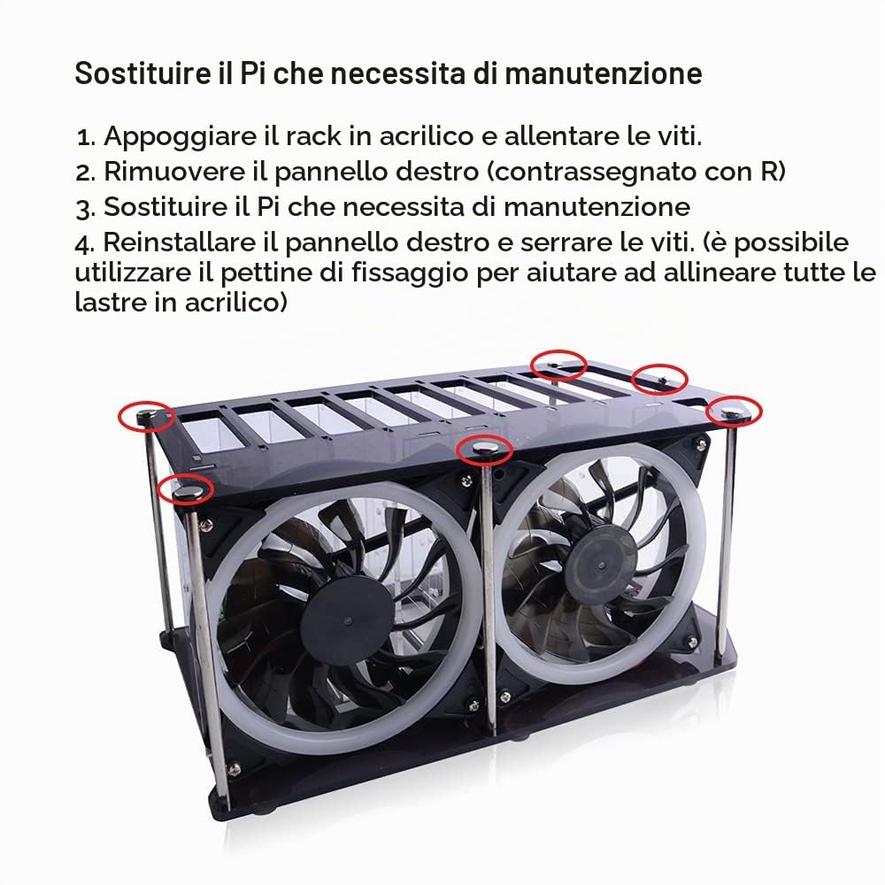 GeeekPi Raspberry Pi Cluster Custodia, Raspberry Pi Rack Custodia Impilabile Custodia con Ventola 120mm RGB LED 5V per Raspberry Pi 4B / 3B + / 3B / 2B / B + e Jetson Nano (8 strati)
