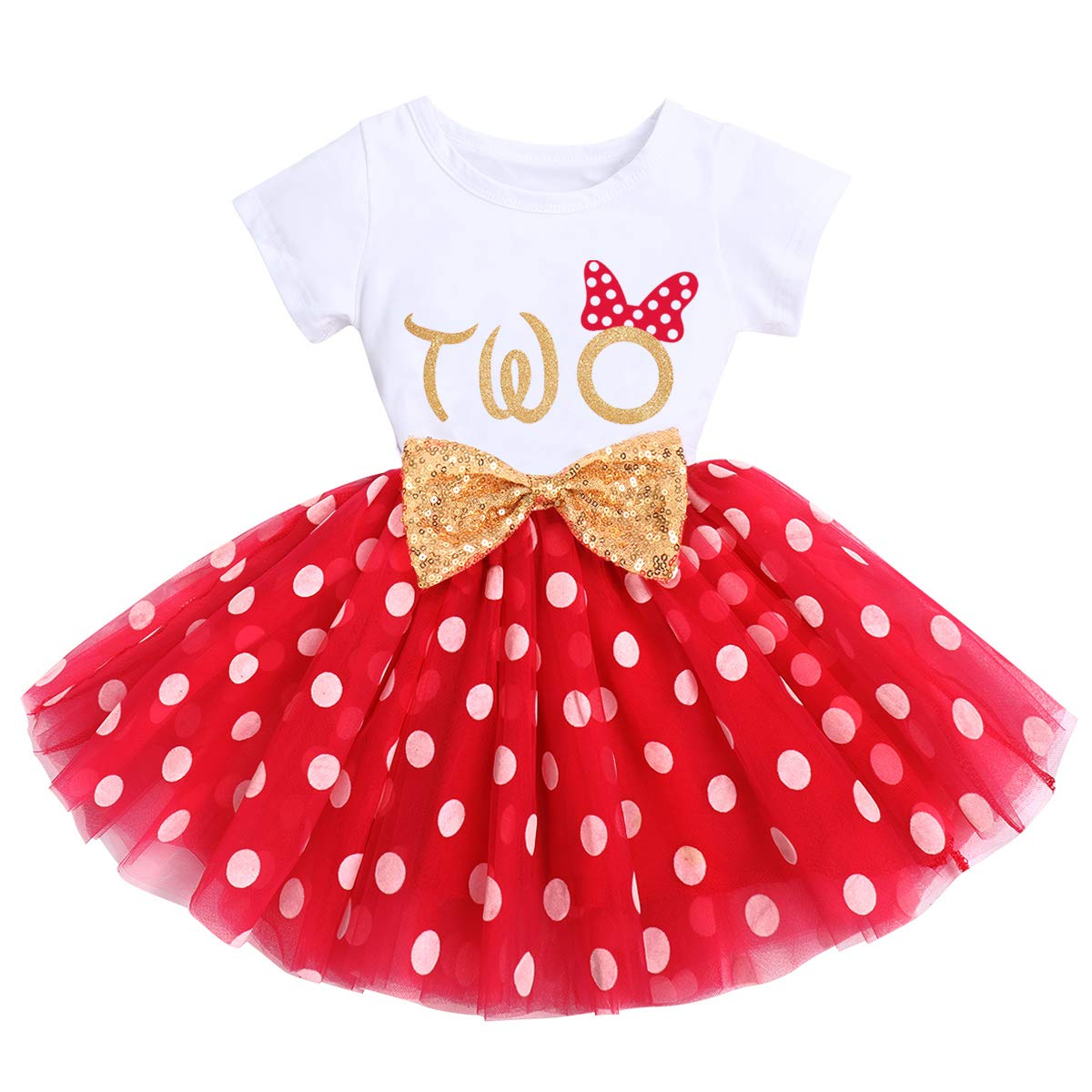 Baby Girls Newborn It's My 1st/2nd Birthday Cake Smash Shinny Printed Sequin Bow Tutu Princess Dress