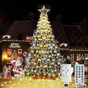 Led-lichtgordijn, lichtketting, sterren, 344 leds, warmwit, decoratie, 8 modi, waterdicht, voor binnen en buiten, Kerstmis, feest, bruiloft, tuin, balkon