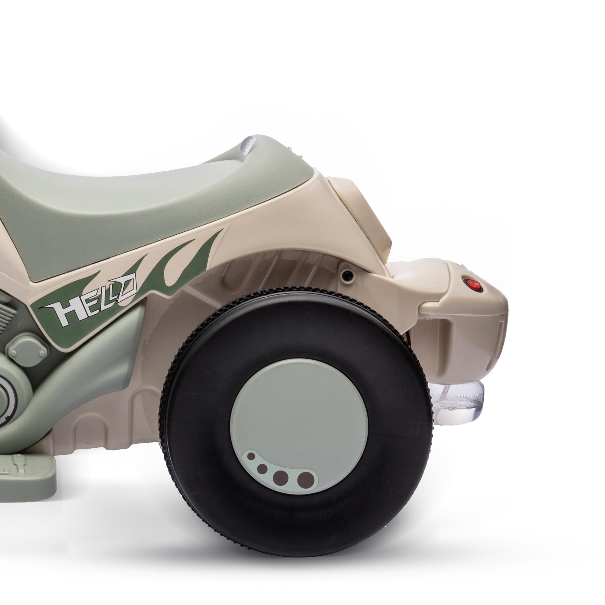 Moto elettrica per bambini AIYAPLAY, moto per bambini da 6V con musica, bolle di sapone, veicolo per bambini con faro, 2,5-3 km/h, per bambini da 2 a 5 anni, max. 30 kg, bianco crema