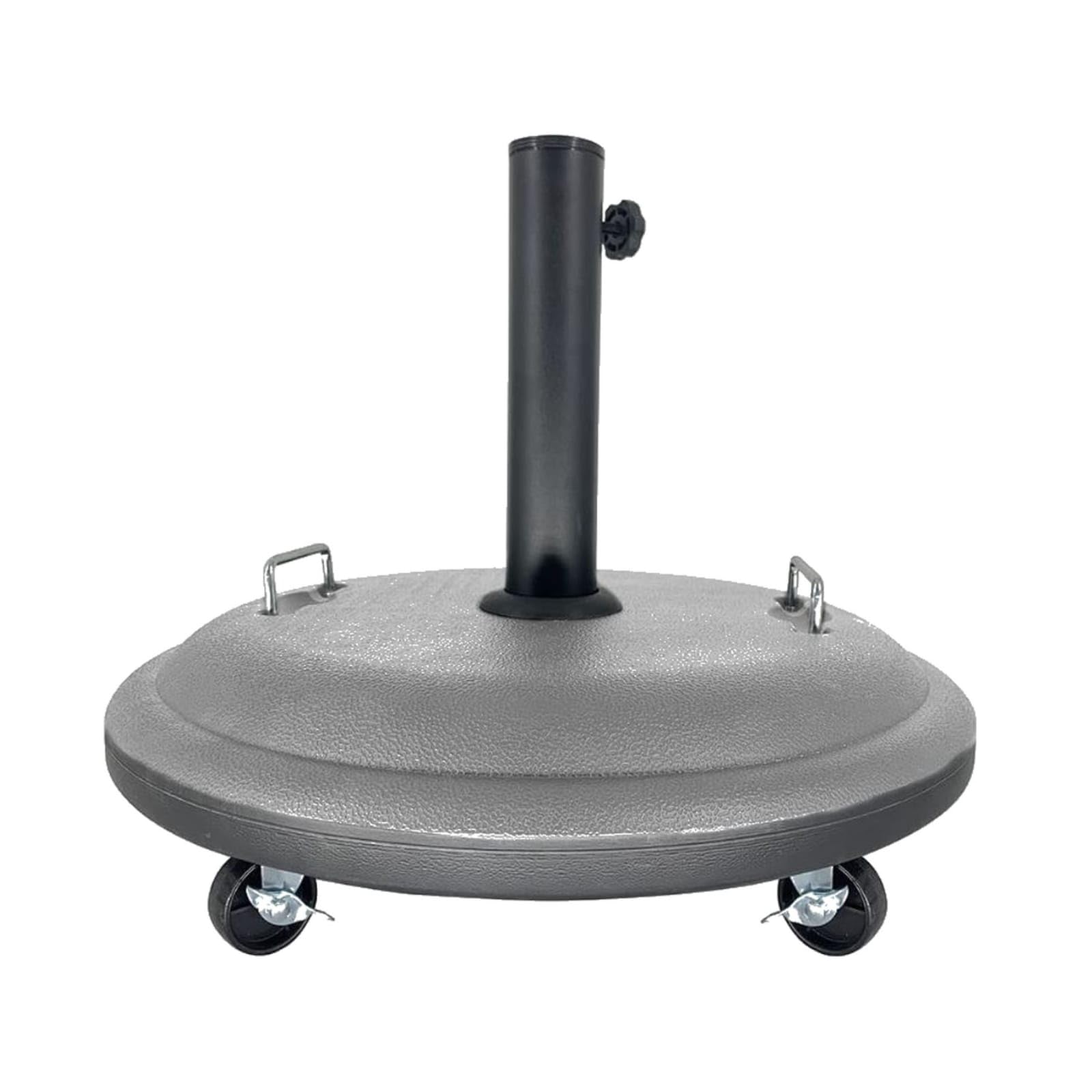 JAMAX Base Sombrilla con Ruedas 25kg Ø50 cm Soporte Parasol Ajustable para Jardín, Terraza o Patio – Base Redonda Resistente con Doble Asa – Uso Exterior e Interior (Gris)