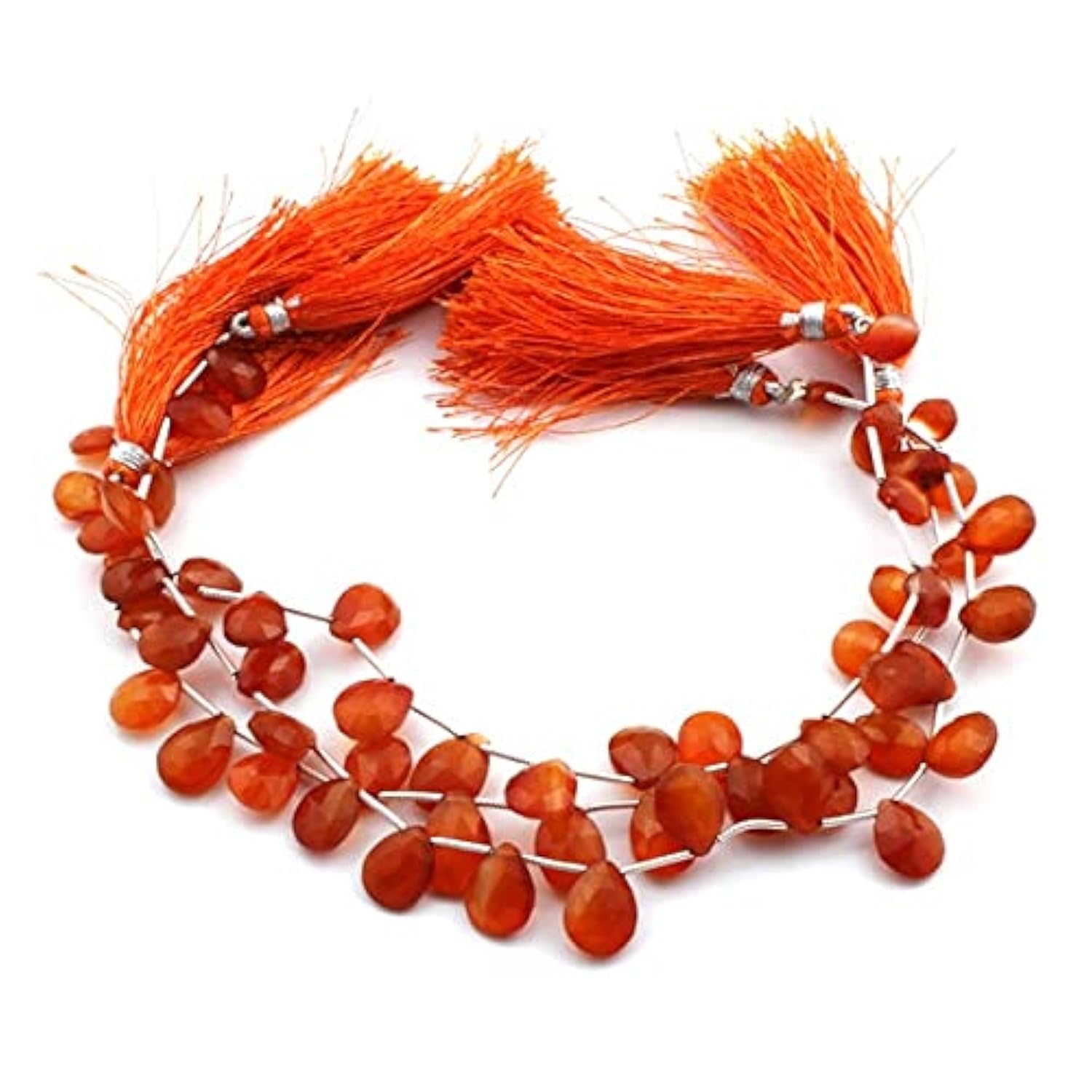 Carnelian faceted pear drop beads briolettes en cornaline naturelle pour fil de bijoux
