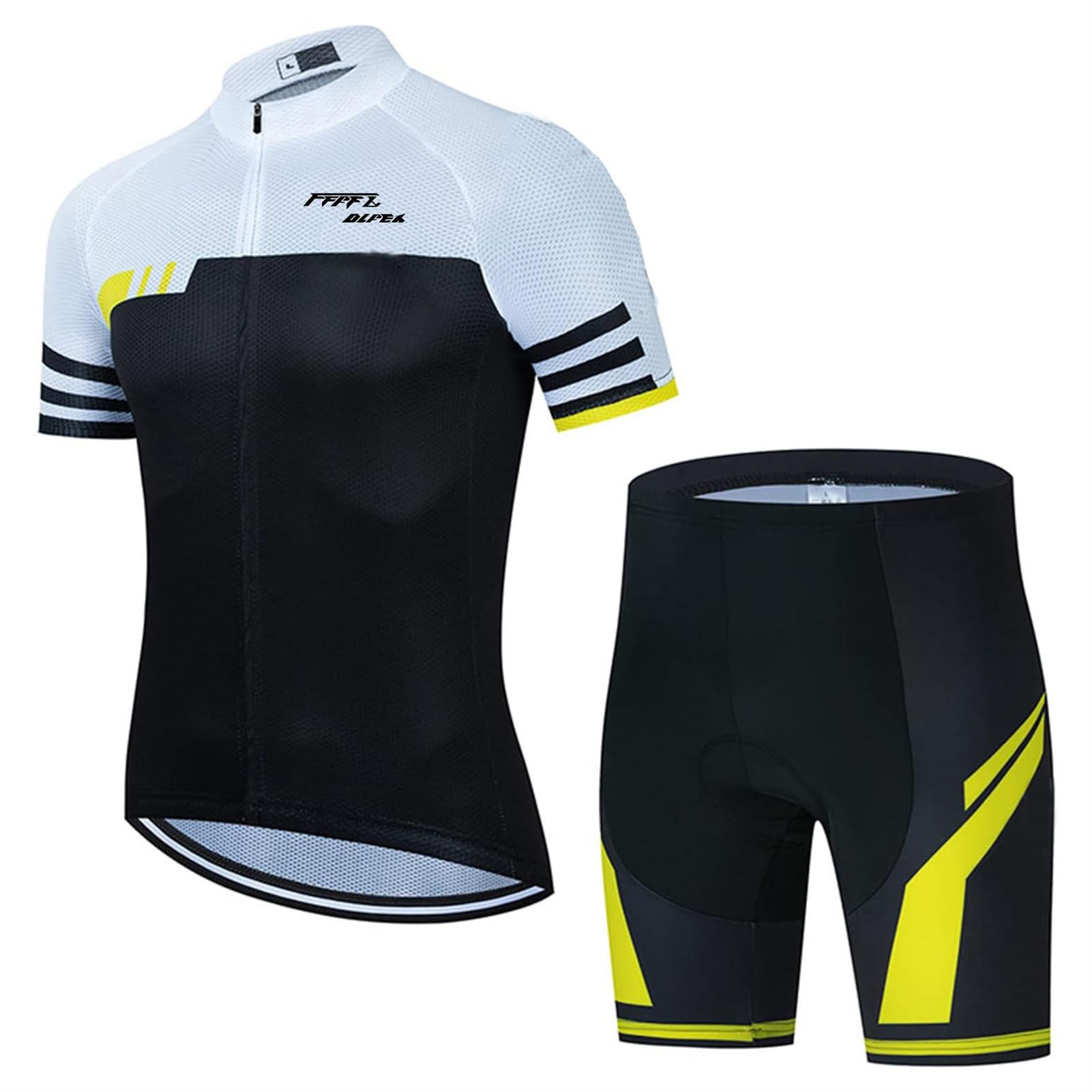 FFFF & OLFEH Anzüge Trikots Herren Fahrradtrikot Set, kurzärmliges Set Fahrradbekleidung Set für Mountainbikes mit 9D-Gel-gepolsterten Shorts
