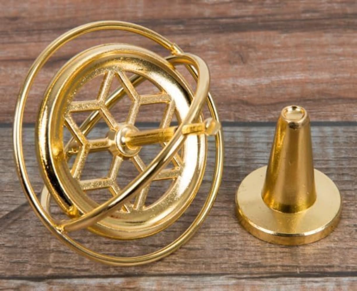 Spinning Gyroscope, Small Gyroscope Portable Universal Silver to Relieve Anxiety of Children in Adult Education (Rose Gold) (Gold)