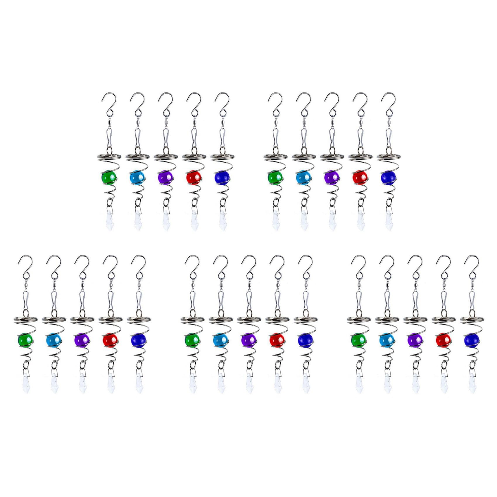Vjsujehgy 25Pcs Spiral Wind Chimes Crystal Ball Wind Spinner Pendants Rotating Hook Wind Chime Tail for Home Yard Decoration