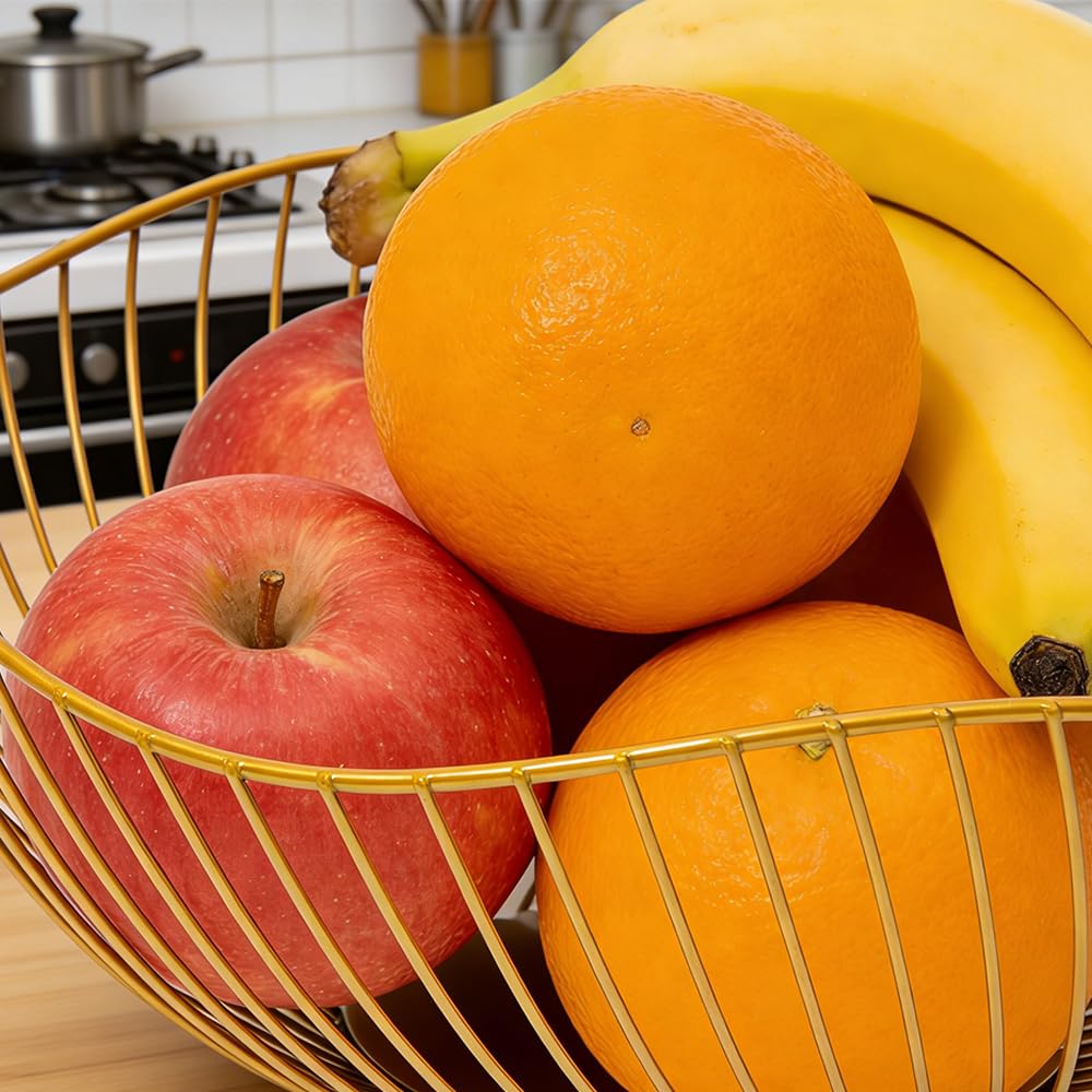 2 Pezzi Portafrutta da Tavolo Oro Cesto di Frutta in Metallo Cesto Portafrutta da Tavolo Cesto per Frutta e Verdura Ciotola per Frutta per Frutta, Pane, Verdura e Altri Alimenti
