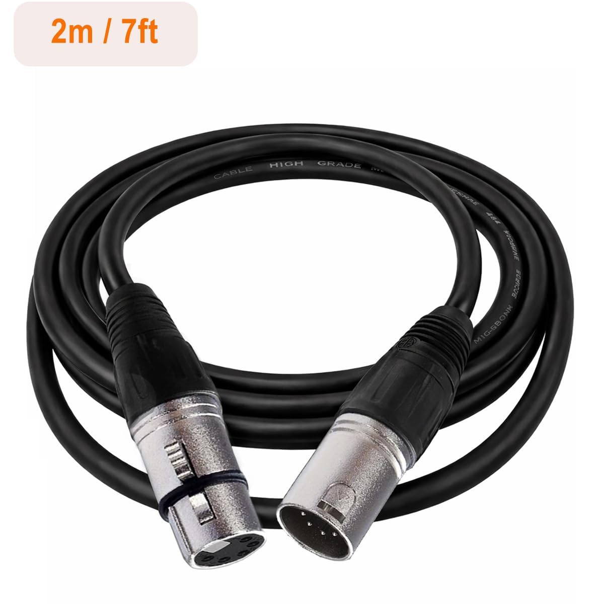Cavo microfono XLR a 5 pin, cavo connettore XLR a 5 pin, cavo audio per microfono da XLR maschio a femmina, cavo per microfono e interfaccia audio, compatibile con tutti i microfoni a tubo (2