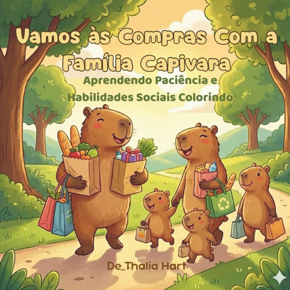 Vamos às Compras Com a Família Capivara: Aprendendo Paciência e Habilidades Sociais Colorindo