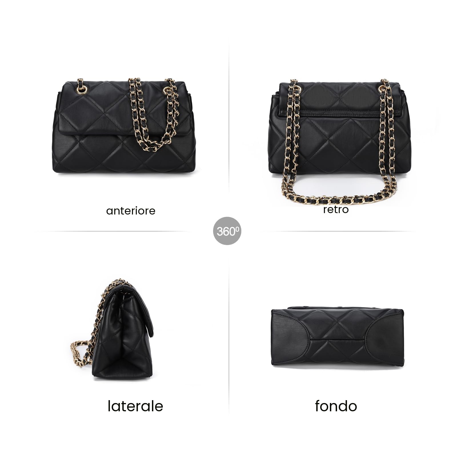Gladdon Borsa a Tracolla da Donna Trapuntata in Pelle Vegana, con Scomparto per Carte di Credito, Regolabile, Rimovibile