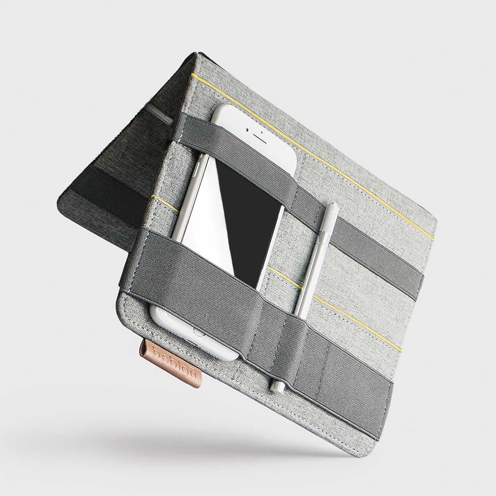 Beblau | FOLD | tragbarer Organizer, der an Ihren Geräten befestigt werden kann | für Büro, Zuhause und Schule | Laptop-Zubehör | Rucksack-Organizer | GESCHENK GRAU