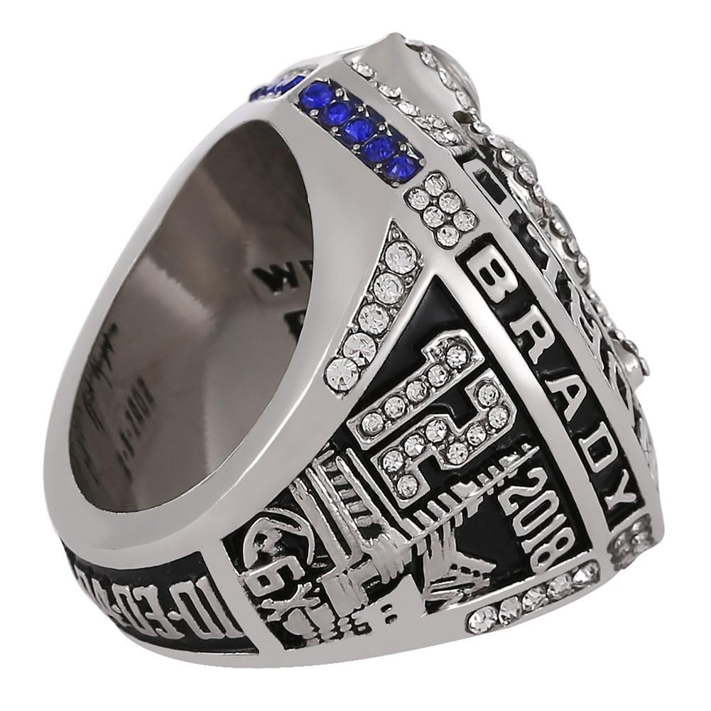 Ringe Zur Nationalen Fußballmeisterschaft 2018 Patriot-Champion-Ring Mit Holz-Schaubox Rugby-Souvenir-Schmuck Geschenke Für Fans Familie Freunde Alumni