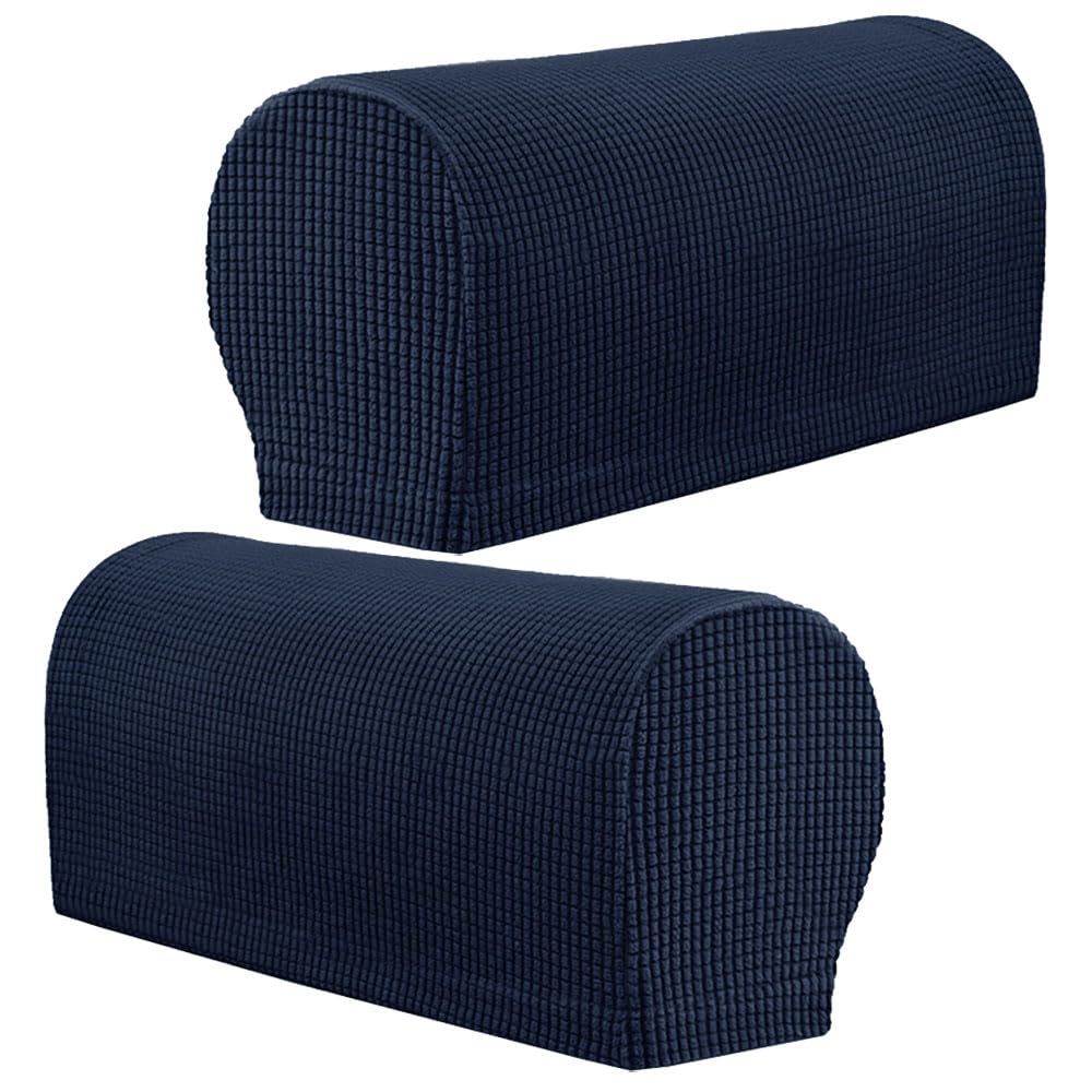 FANSU Stretch Armrest Covers, Armchair Covers for Arms Set of 2 Sofa Arm Covers Spandex Anti-Slip Washable Furniture Protector Fit for Armchair Sofa Couch Recliner Arm Rest (Navy Blue)