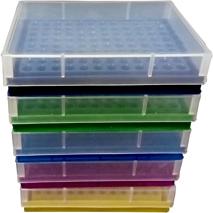 Plastic 96-Well PCR Rack for 0.2ml Micro Centrifuge Tube, Assorted Colors, Pack of 5
