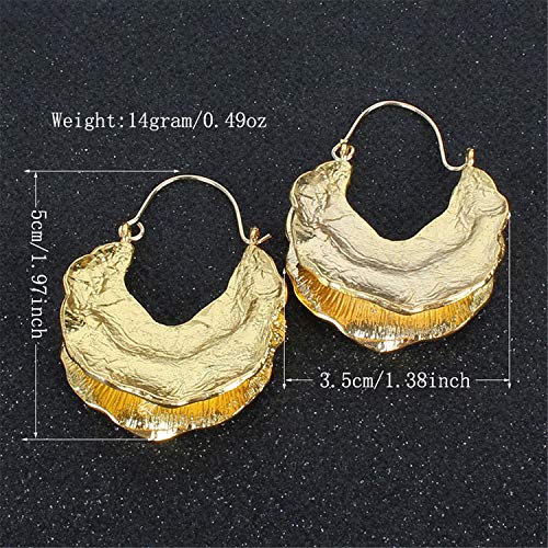 Simple Large Vintage Gold Circle Hoop Earrings Boho Irregular Hollow Shield Shape Dangle Drop Earrings for Women Statement Jewelry Gifts2